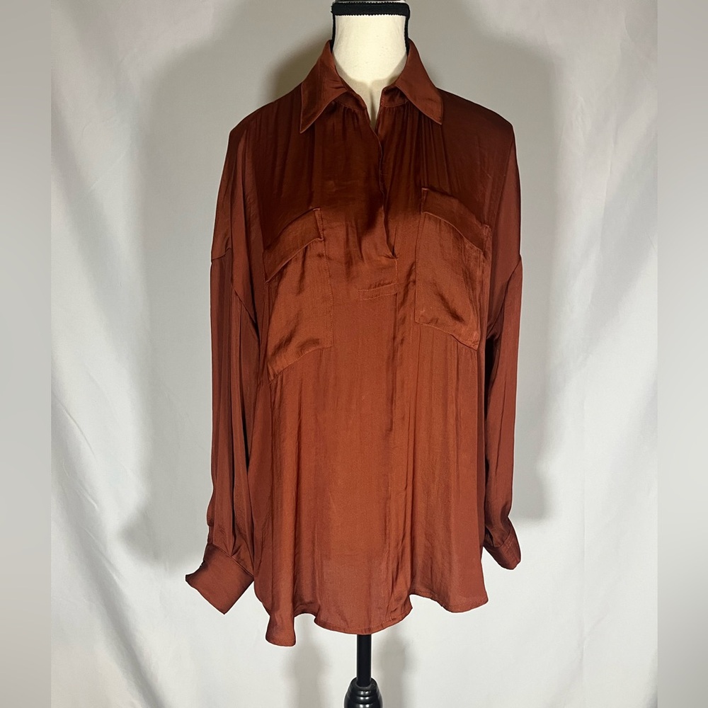 Free People Blouse Long Sleeve With Pockets